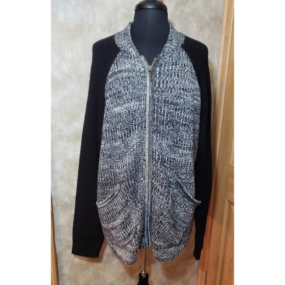 NATIVE YOUTH Black and Gray Cardigan Sweater - Picture 1 of 5